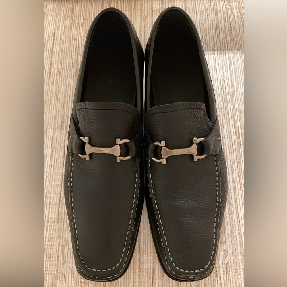 Salvatore Ferragamo Dark Leather Slip-Ons